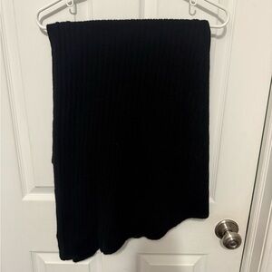 Nordstrom Black 100% Cashmere Scarf Shaw NEW Ribbed Textured Luxury Minimalist